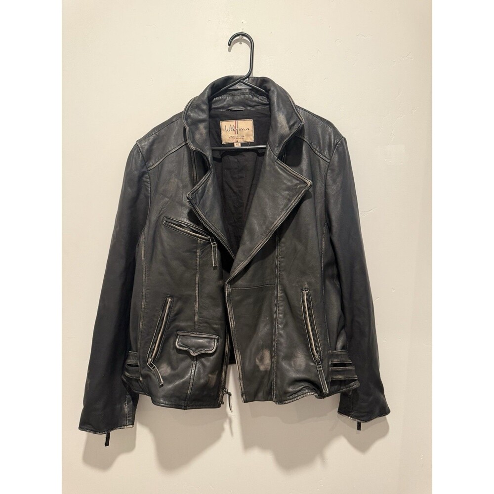 Vintage Wilsons Genuine Leather Biker Jacket Men’s XXL Black